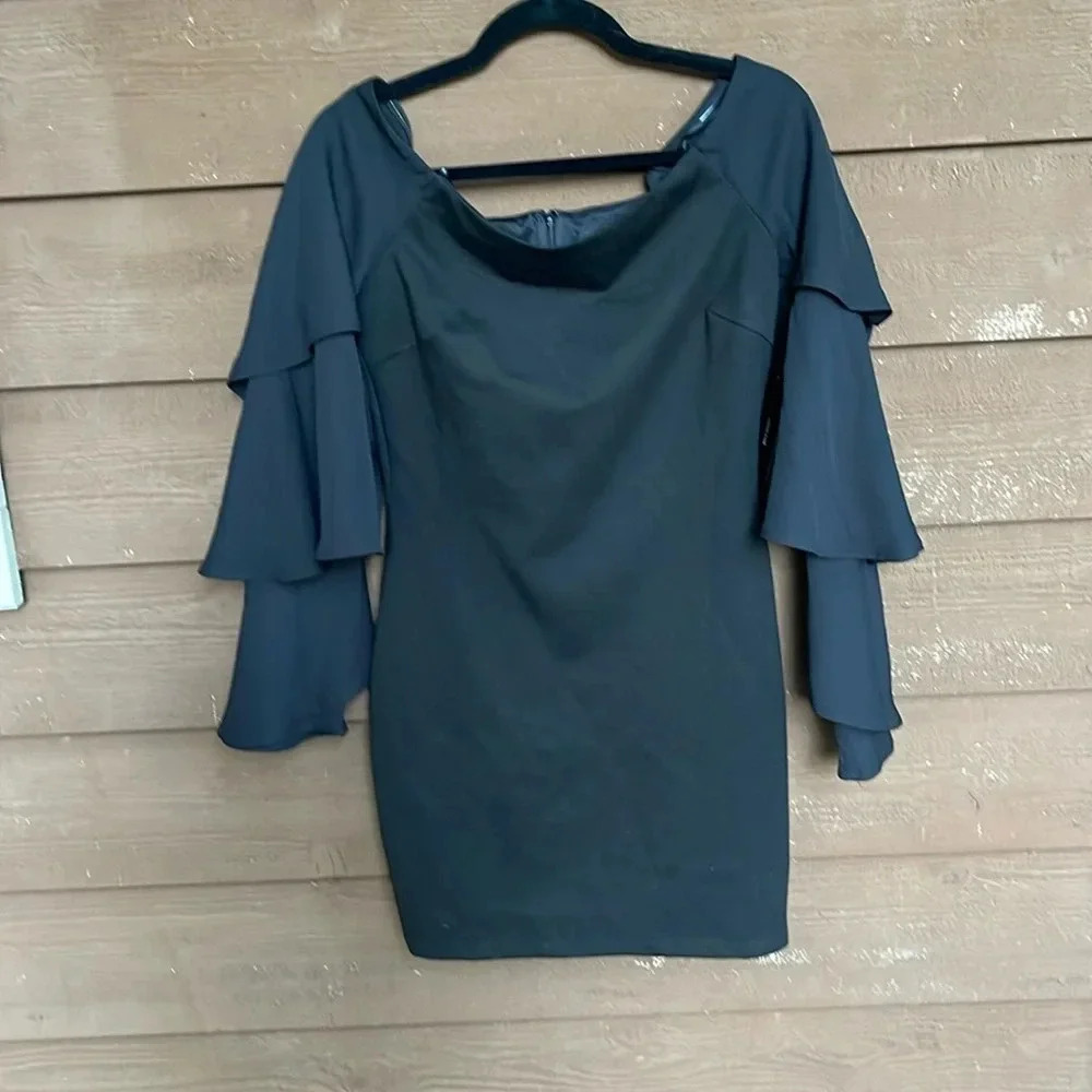 NWT Lulus black sheer sleeves black mini dress size medium